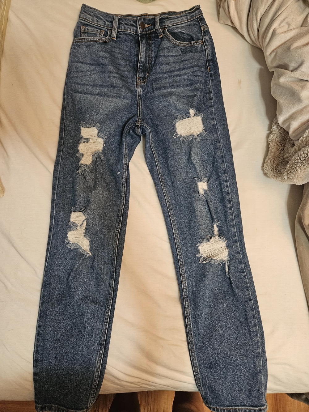 Frashion Nova Classic High-Rise Distressed Women's Jeans - Blue